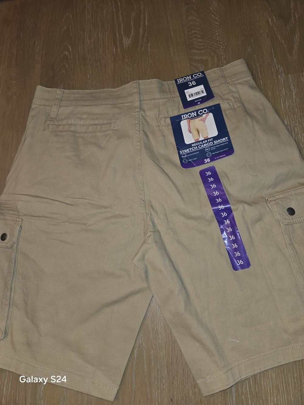 Iron Co. Men's Stretch Cargo Shorts Khaki Sz 36 New